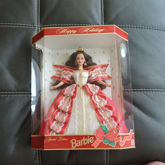 1997 Happy Holidays Barbie Doll - Rare Limited Brunette | New in Box Vintage Toy - Picture 1 of 9
